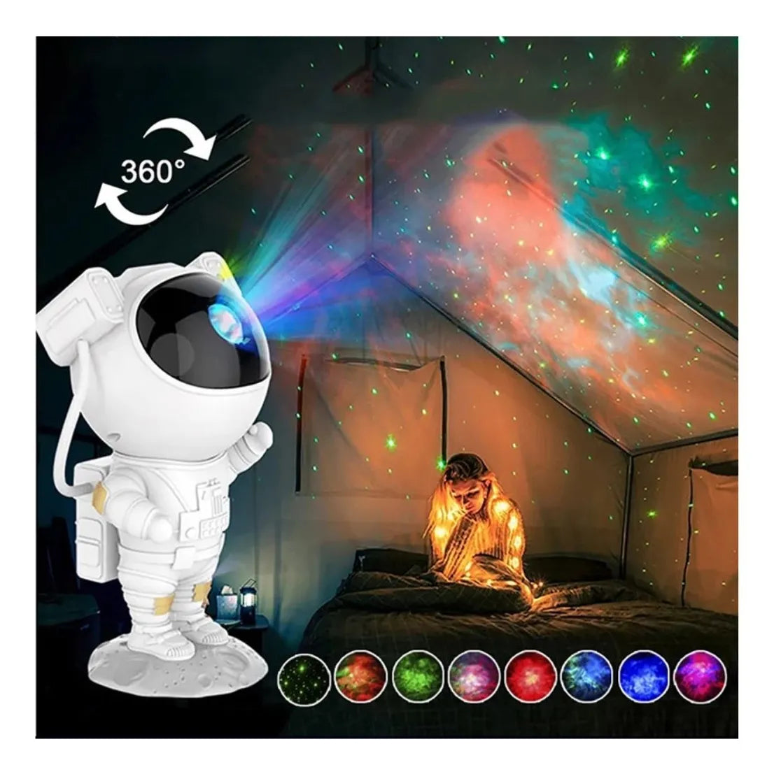 Projetor Astronauta Galáxia – Abajur Infantil com Estrelas 127/220V
