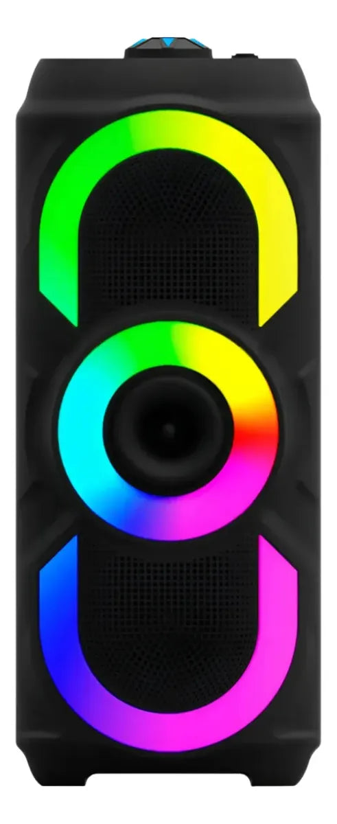 Caixa de Som Bluetooth H’Maston QS06 com LED RGB – Som Potente e Iluminação Colorida