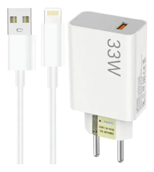 Carregador Turbo 33W PD USB + Cabo Lightning 1M Lehmox LE-407 iOS