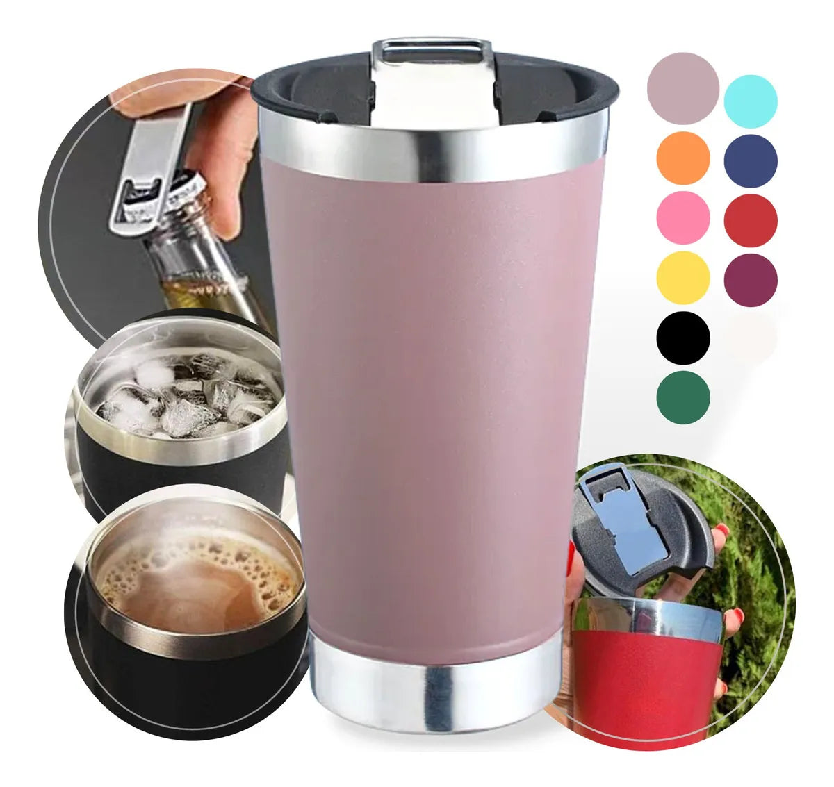 Copo Térmico 473ml com Tampa e Abridor – Bebidas Geladas por Mais Tempo