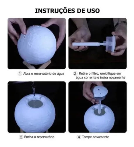 Umidificador Abajur Lua Cheia 3D – Luminária Decorativa com Aromatizador