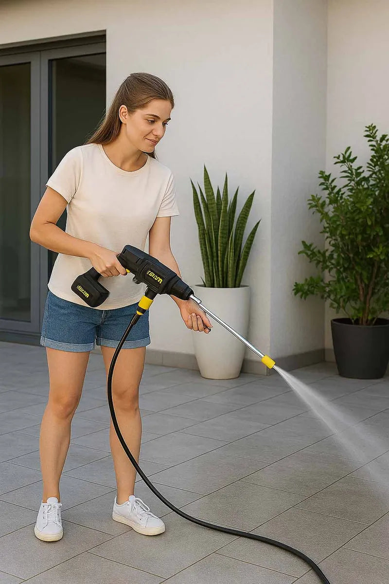 Lavadora de Pressão Portátil 21V Sem Fio Bomvink BOM-7001 – 2 Baterias + Kit Completo