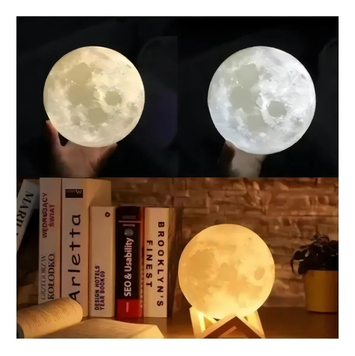 Umidificador Abajur Lua Cheia 3D – Luminária Decorativa com Aromatizador